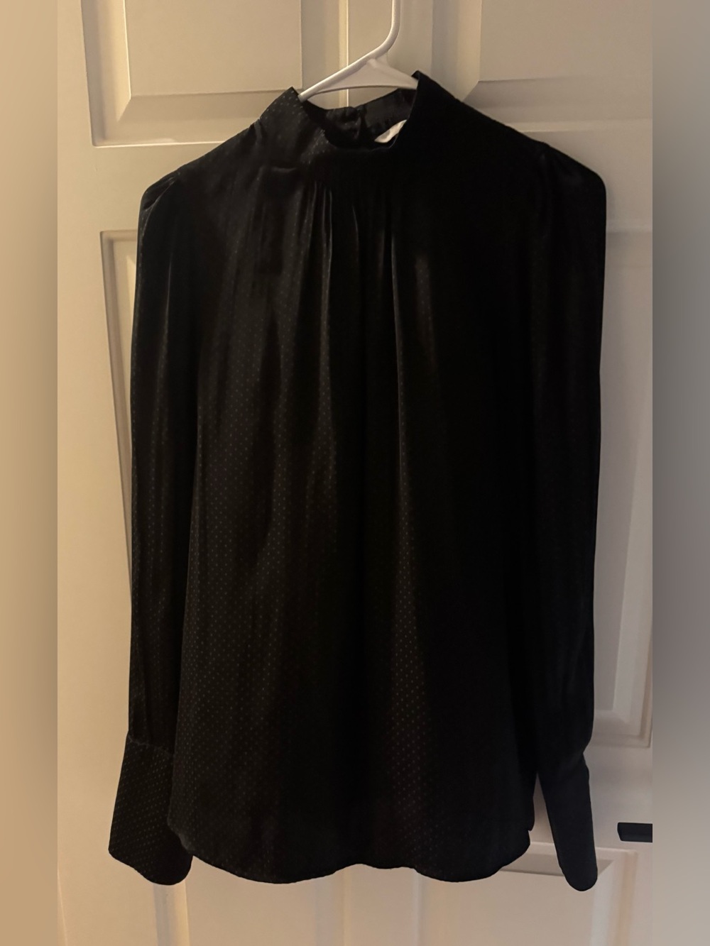 H&M Black A-Line Blouse with Subtle Dot Texture